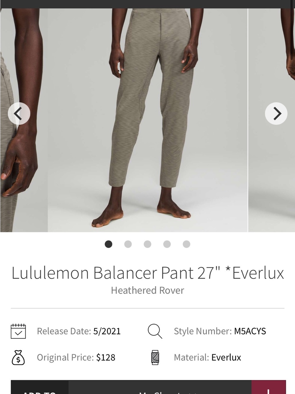 lululemon athletica Men's Balancer 27" Evelux Heathered Gray Sweatpants Joggers